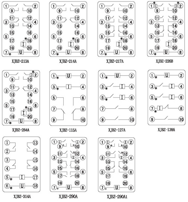 XJBZ-284A中间继电器内部接线图