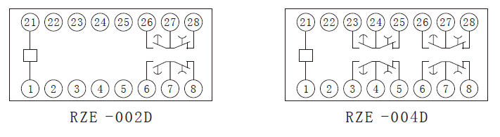 RZE-D系列中间继电器内部接线图