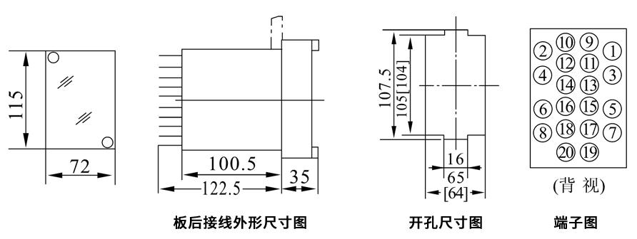DZJ-210X板后接线安装尺寸图
