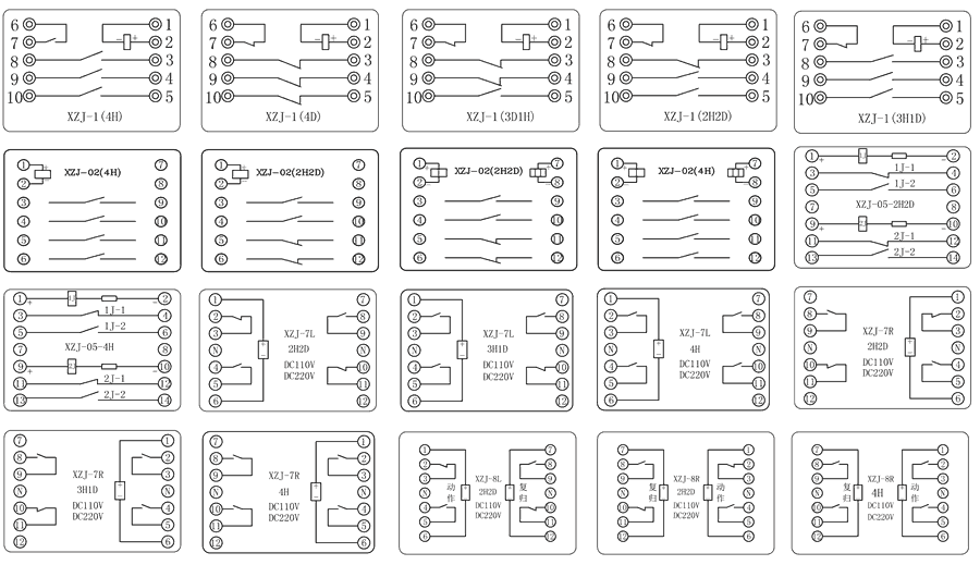 XZJ-1-1H3D/DC220V内部接线图